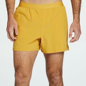VRST Mens Accelerate Running Brief Short Size Large 5” Yellow Sunset Gym